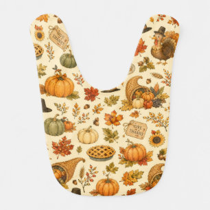 Watercolor Thanksgiving Pattern Baby Bib