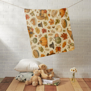 Watercolor Thanksgiving Pattern Baby Blanket