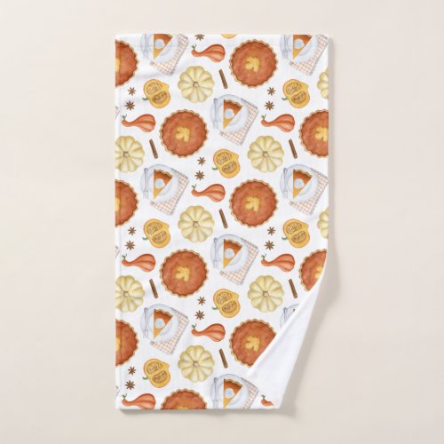 Watercolor Thanksgiving Pumpkin Pie Paper Plate Hand Towel