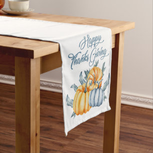 Watercolor Thanksgiving pumpkin Short Table Runner