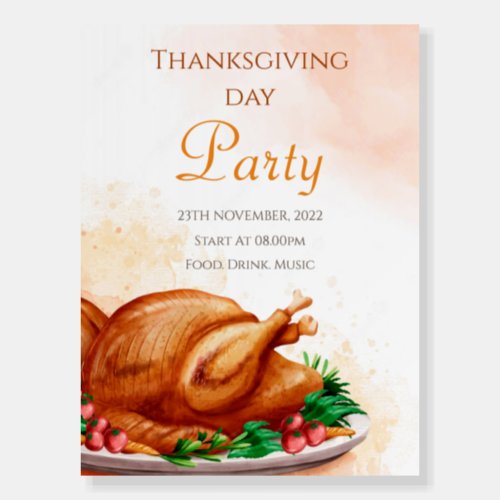 Watercolor Thanksgiving Roasted Turkey  Foam Board