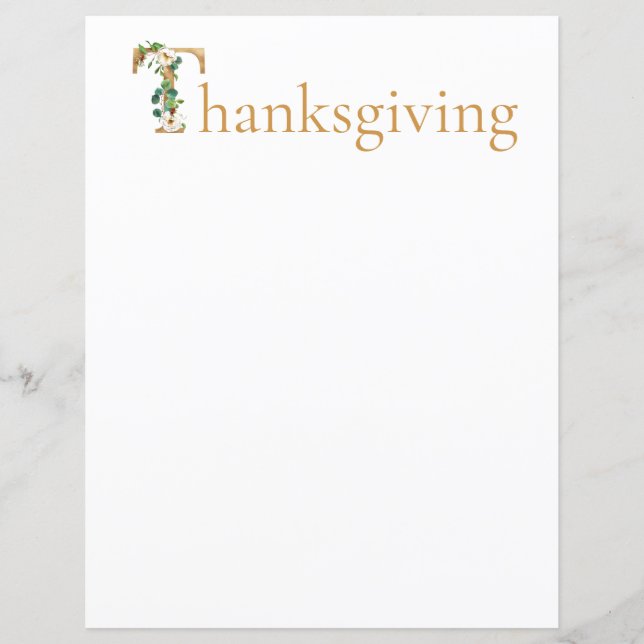 Watercolor Thanksgiving Scrapbook Paper (Front)