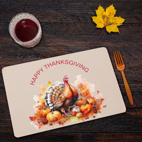 Watercolor Thanksgiving Turkey and Pumpkins  Placemat