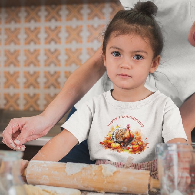 Watercolor Thanksgiving Turkey and Pumpkins  T-Shirt (Creator Uploaded)