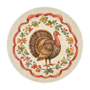 Watercolor Thanksgiving Turkey Cutting Board