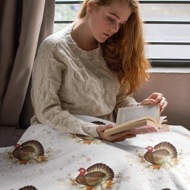 Watercolor Thanksgiving Turkey Pattern  Fleece Blanket (Simple thanksgiving turkey pattern blanket.)