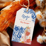 Watercolor That's Amore Spritz Bridal Shower Favor Gift Tags<br><div class="desc">Modern Elegant floral citrus lemon and orange that's amore spritz Bridal Shower stickers  features watercolor navy blue and white  flowers and orange,  peach and pink flower on front with orange slices . A perfect Amalfi coast Positano theme thats amore spriyza bridal shower invitations for summer  bridal shower party.</div>