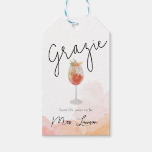 Watercolor That's Amore Spritz Bridal Shower Favor Gift Tags