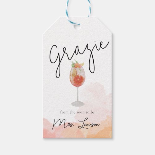 Watercolor Thats Amore Spritz Bridal Shower Favor Gift Tags