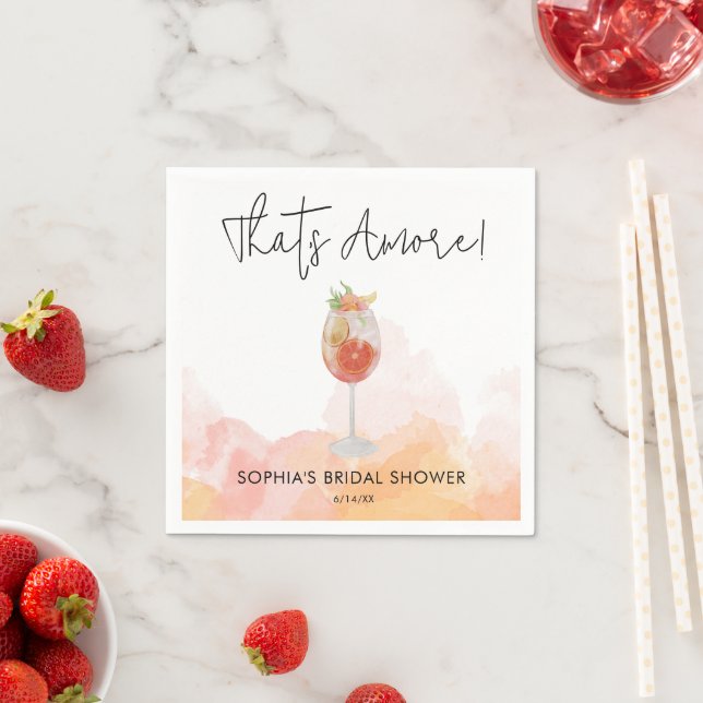 Watercolor That's Amore Spritz Bridal Shower Napkins (Insitu)