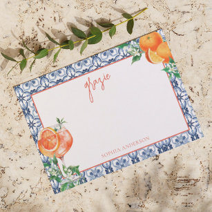 Watercolor That's Amore Spritz Bridal Shower Thank You Card