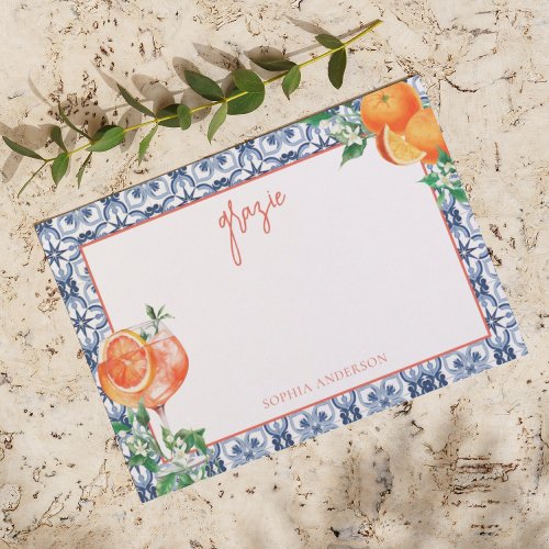Watercolor Thats Amore Spritz Bridal Shower Thank You Card