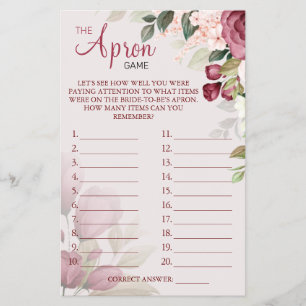 Watercolor The Apron Bridal shower game card Flyer