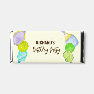 Watercolor Theme Pickleball Light Birthday Party Hershey Bar Favors