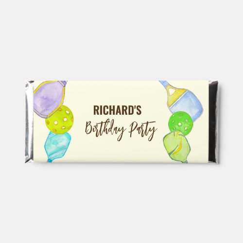 Watercolor Theme Pickleball Light Birthday Party Hershey Bar Favors