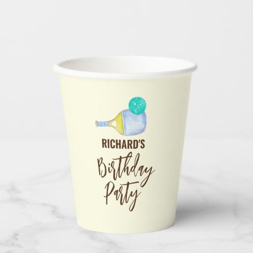 Watercolor Theme Pickleball Light Birthday Party Paper Cups