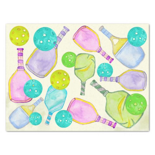 Watercolor Theme Pickleball Sports Birthday Party Tissue Paper