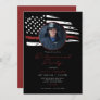 Watercolor Thin Red Line Flag Retirement Party Invitation