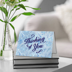 Watercolor Thinking of You Blue Floral Card