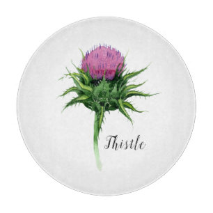 Watercolor Thistle Botanical Cutting Board