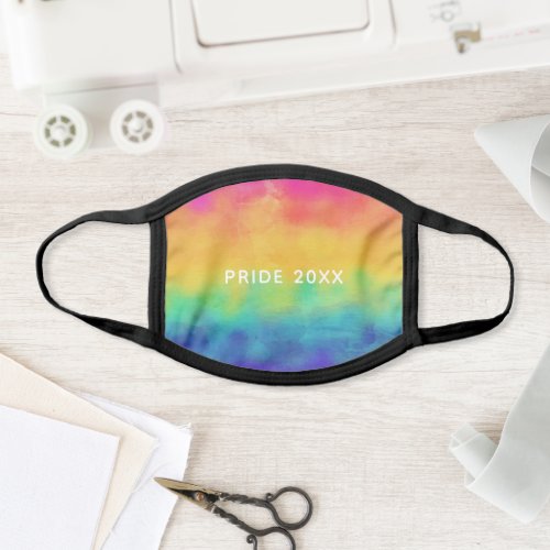 Watercolor Tie Dye Rainbow Pride Pattern Face Mask