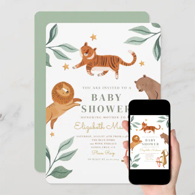 Watercolor Tiger Baby Shower invitation Zazzle