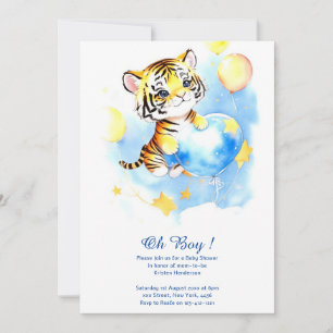 Watercolor Tiger Boy Baby Shower Invitation