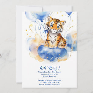 Watercolor Tiger Boy Baby Shower Invitation