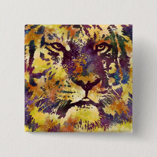 Watercolor Tiger Button (Front)