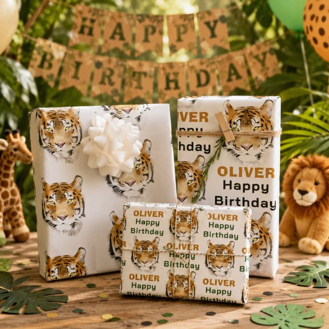 Watercolor Tiger Head Animal Wrapping Paper Sheets (Creator Uploaded)