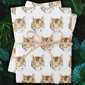 Watercolor Tiger Head Animal Wrapping Paper Sheets