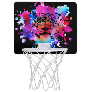 Watercolor Tiger Head Mini Basketball Hoop