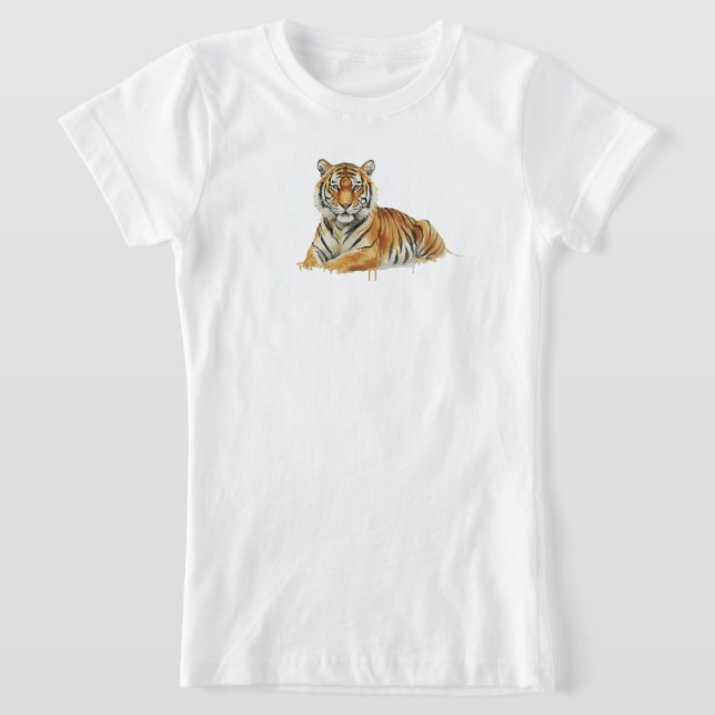 Watercolor Tiger Illustration – Majestic Wildlife  T-Shirt (Laydown)