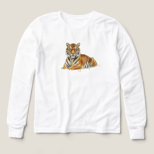 Watercolor Tiger Illustration – Majestic Wildlife  Tri-Blend Shirts (Design Front)
