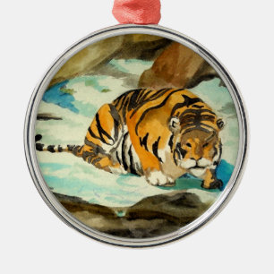 Watercolor Tiger Metal Ornament