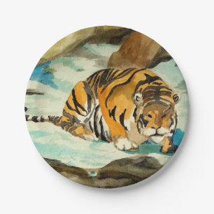 Watercolor Tiger Paper Plates