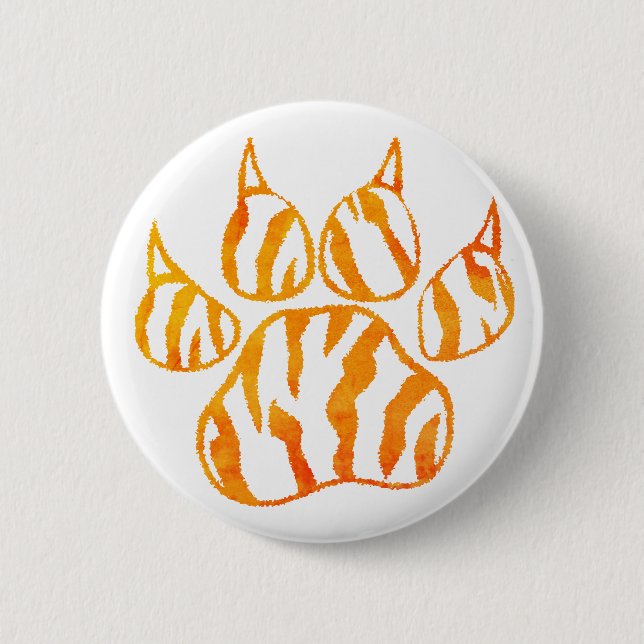 Watercolor Tiger Paw Print Custom Button (Front)