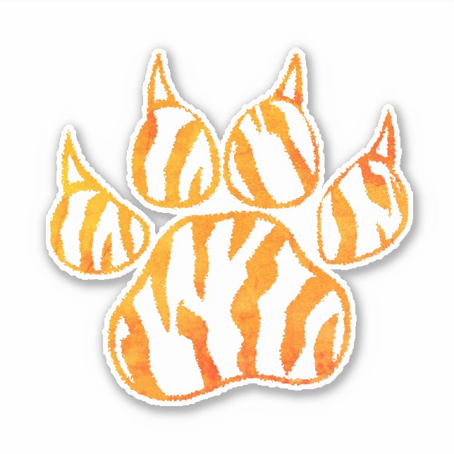 Watercolor Tiger Paw Print Custom Sticker (Front)