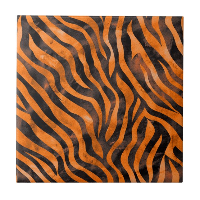 Watercolor Tiger Print Ceramic Tile (Front)
