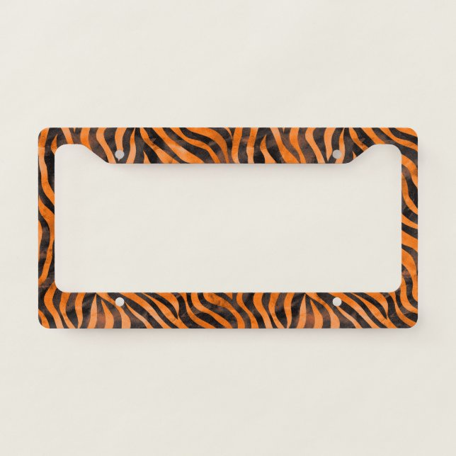 Watercolor Tiger Print License Plate Frame (Front)