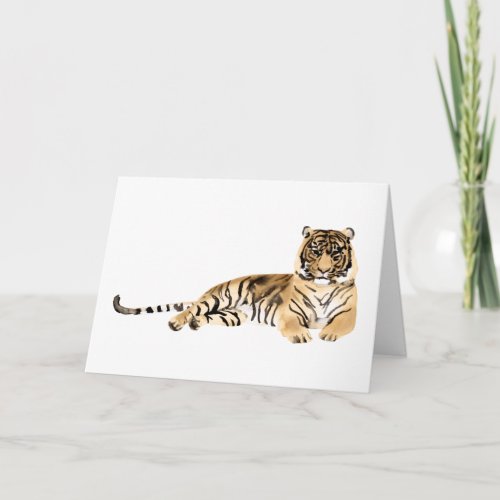 Watercolor Tiger Resting Card
