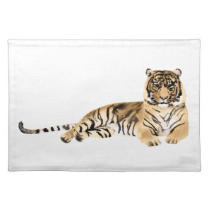 Watercolor Tiger Resting Cloth Placemat