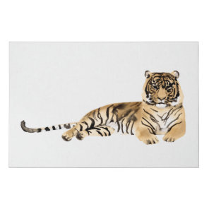 Watercolor Tiger Resting Faux Canvas Print