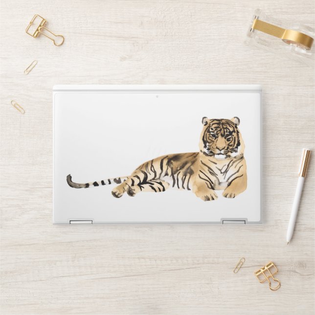 Watercolor Tiger Resting HP Laptop Skin (Desk)