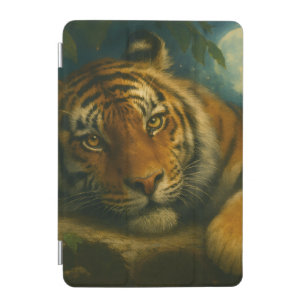 Watercolor Tiger Resting in Night Forest iPad Mini Cover