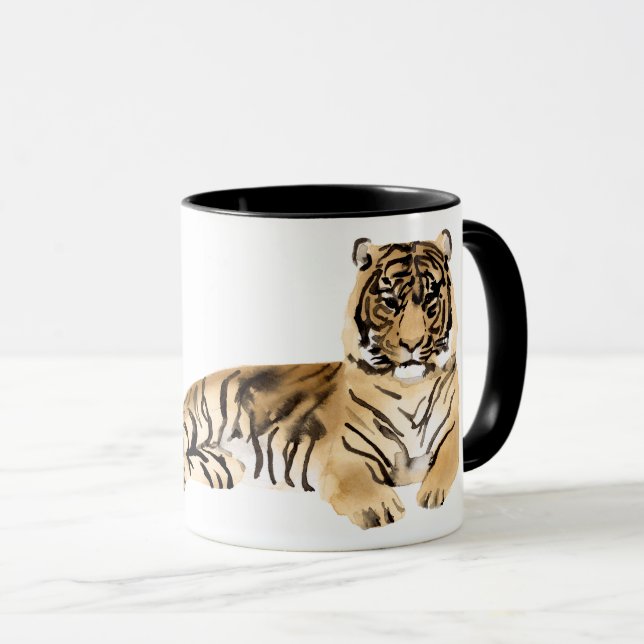 Watercolor Tiger Resting Mug (Front Right)