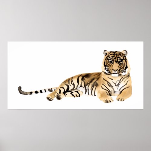Watercolor Tiger Resting Poster
