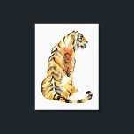 Watercolor Tiger Sitting Canvas Print<br><div class="desc">Sitting Tiger I by Jennifer Goldberger. A tiger in a watercolor style casually poses by sitting. | 163738Z</div>