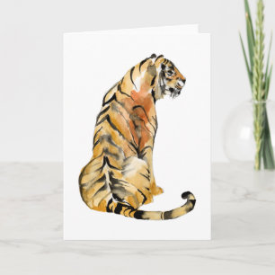 Watercolor Tiger Sitting Card