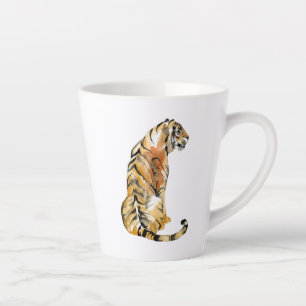 Watercolor Tiger Sitting Latte Mug